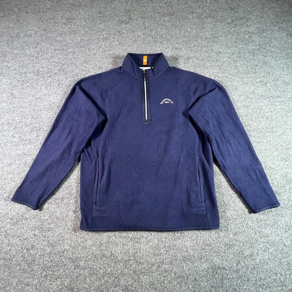 Peter Millar Jacket Men L Blue Fleece Quarter-Zip Performance Golf Raglan Sleeve